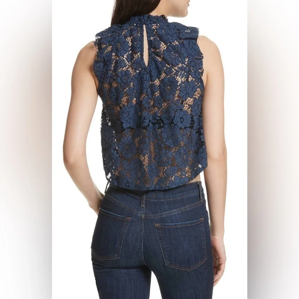 Free People Sweet Meadow Dreams Lace Top in Blue XS